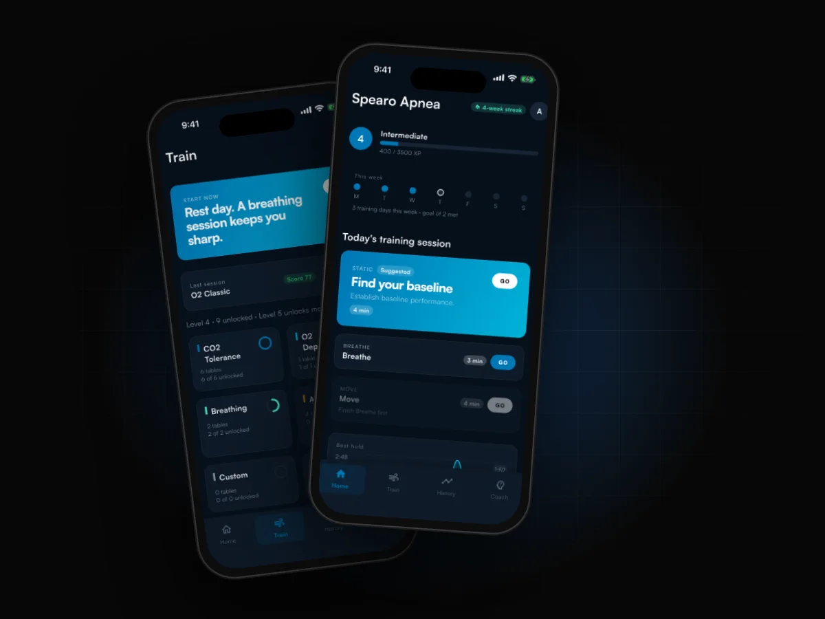 Spearo Apnea app screens